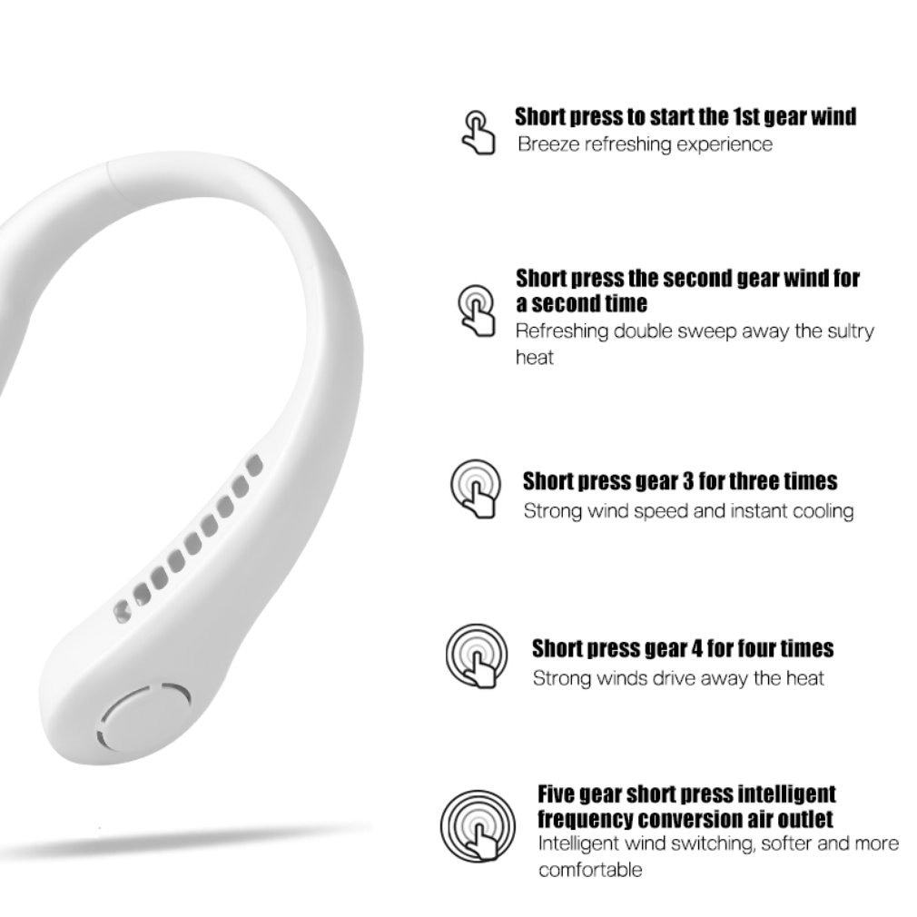 Mini ventilateur de cou portable sans lame - Refroidisseur d'air rechargeable - Ventilateurs de sport d'été produit foryoumer.com 