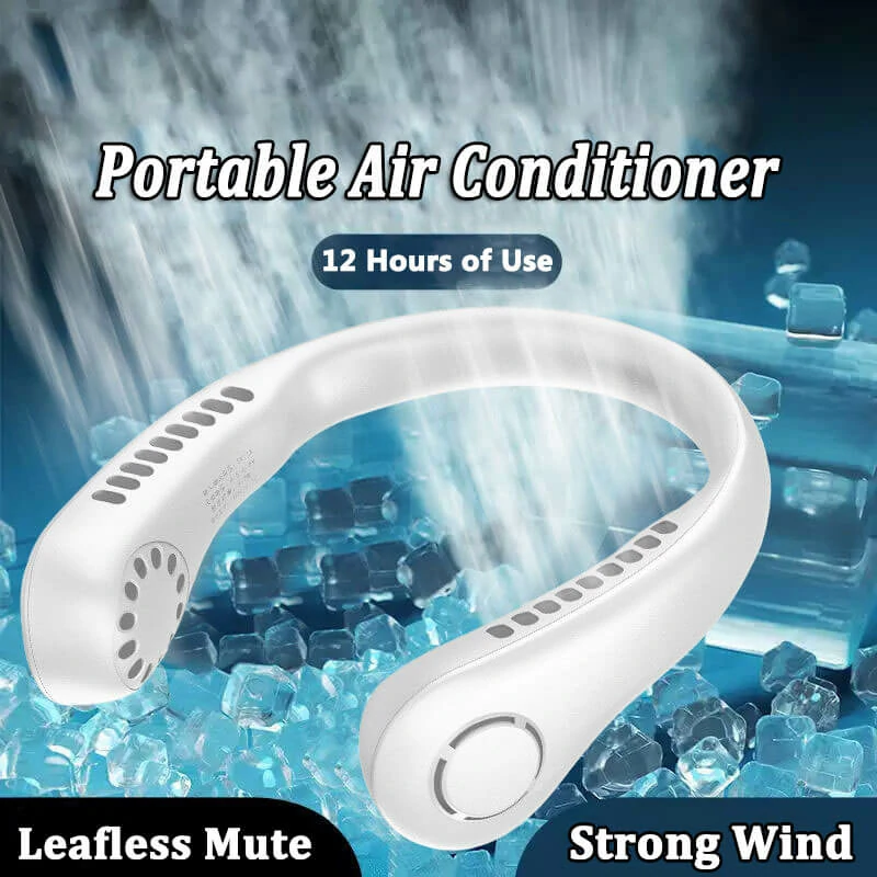 Mini ventilateur de cou portable sans lame - Refroidisseur d'air rechargeable - Ventilateurs de sport d'été