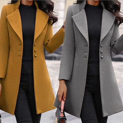 Manteau en laine pour femme, col montant, coupe cintrée, simple, automne et hiver 2022 produit foryoumer.com proteine naturelle 