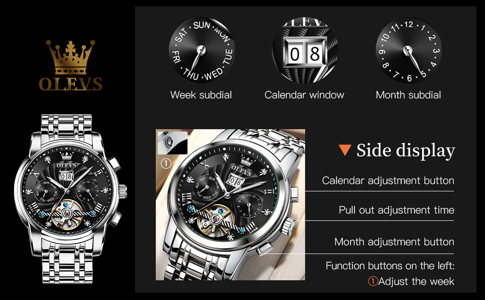 OLEVS montre mécanique automatique pour hommes, en acier inoxydable produit foryoumer.com 
