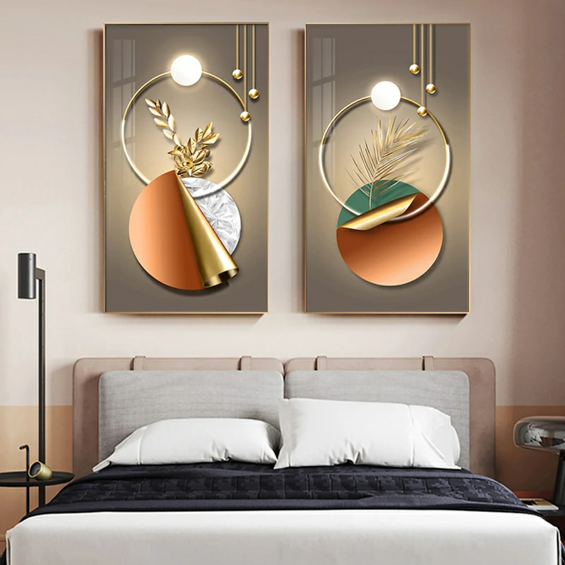 Peintures d'art géométriques abstraites pour une décoration murale moderne et luxueuse