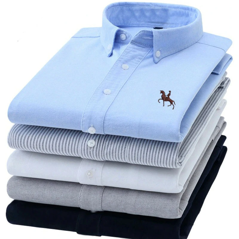 Chemise Oxford en coton à manches longues pour homme