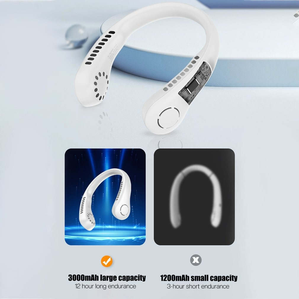 Mini ventilateur de cou portable sans lame - Refroidisseur d'air rechargeable - Ventilateurs de sport d'été produit foryoumer.com 