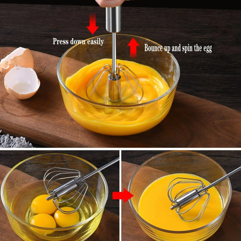 Batteur à œufs semi-automatique à pression manuelle Z40 - Un outil de cuisine en acier inoxydable pratique et efficace